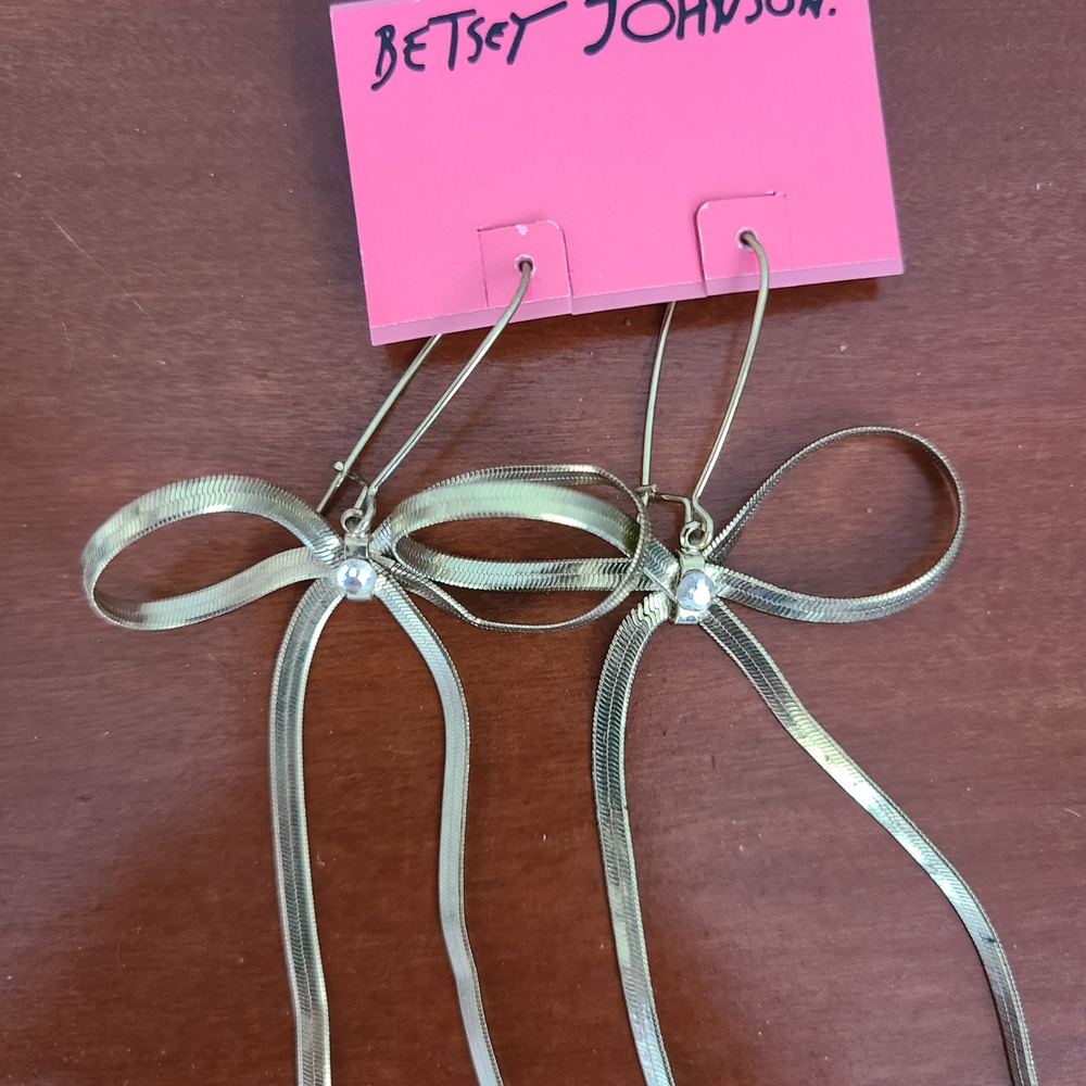 Betsey Johnson Gold Ribbon Earrings